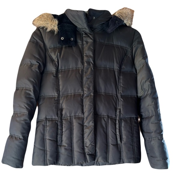 Jessica Simpson Jackets & Blazers - Green Puffer Jacket with Faux Fur Hood